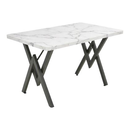 Маса Vertex бял мрамор с черен метал 110x70x72см