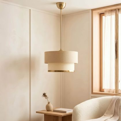 Полилей Lembar LED E27 бежова със злато D30x20см
