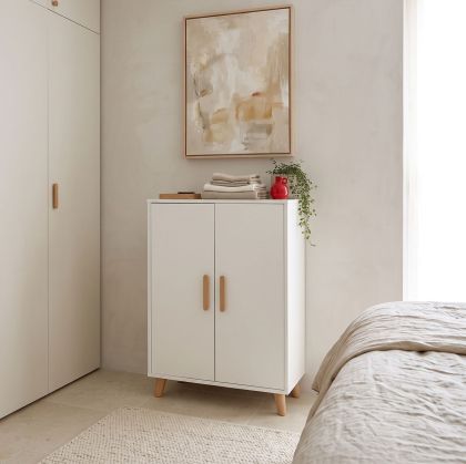 Шкаф Tamera бял с естествен цвят MDF 60x30x120см