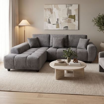 Ъглов диван Londe сив плат 273x211x92см