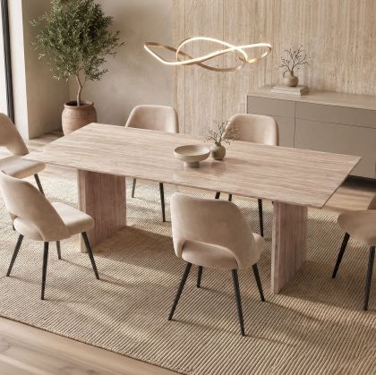Маса Releno от синтерован камък с травертинова имитация 180x90x75см