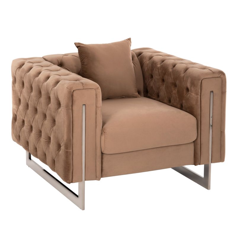 Кресло T,chesterfield Mobar Hm3261,03 бежово плюшено с метални крака 9