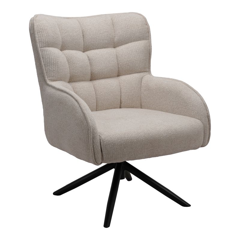 Въртящ се фотьойл Fremilia със сиво-бежов плат 75x80x94см