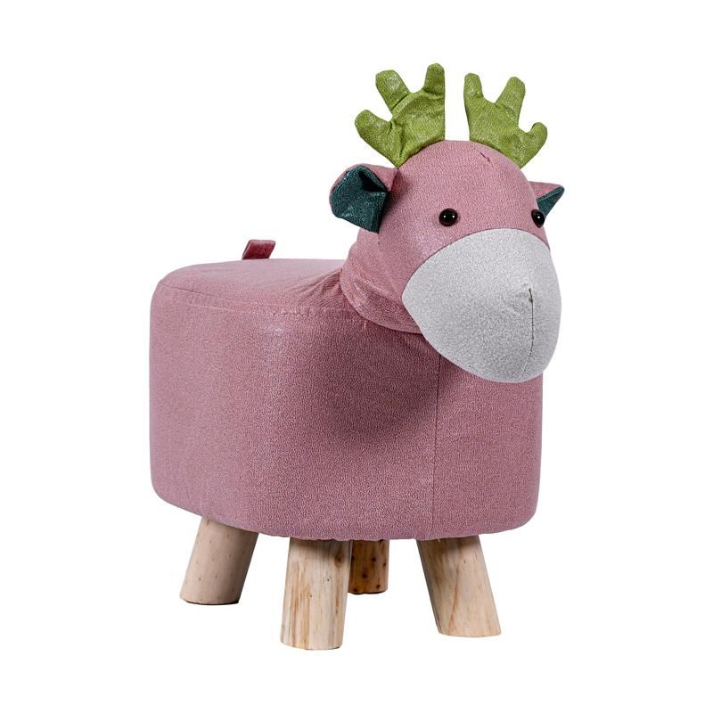 Декоративна платнена табуретка Deer розов цвят 43X24X38СМ