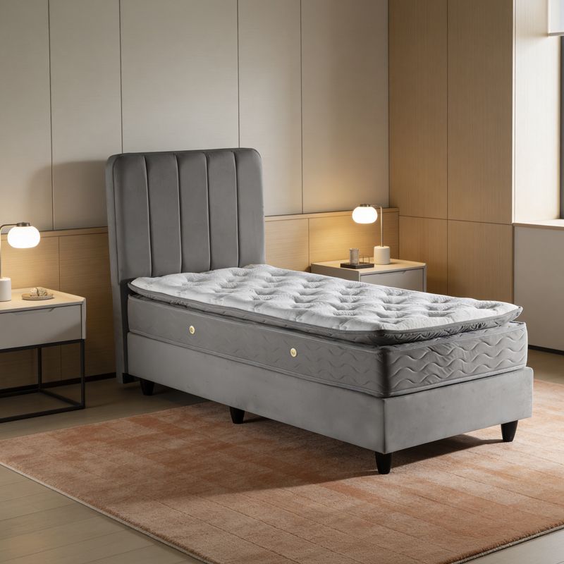 Единично легло Lunda антрацит кадифе 90x200см