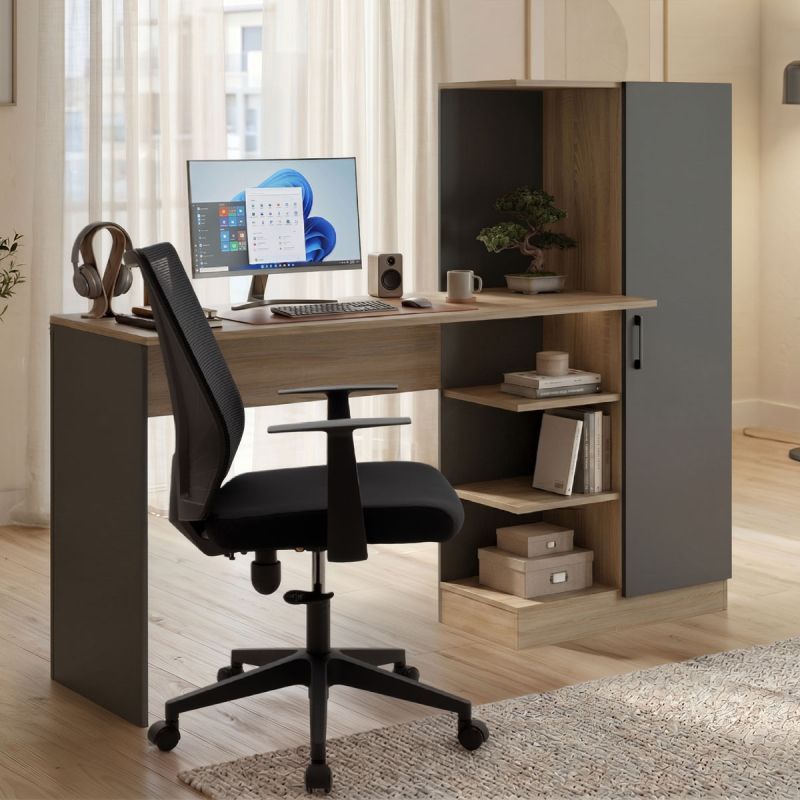 Офис с библиотека и шкаф Ofisio sonoma-antracit 152.3x40x120см