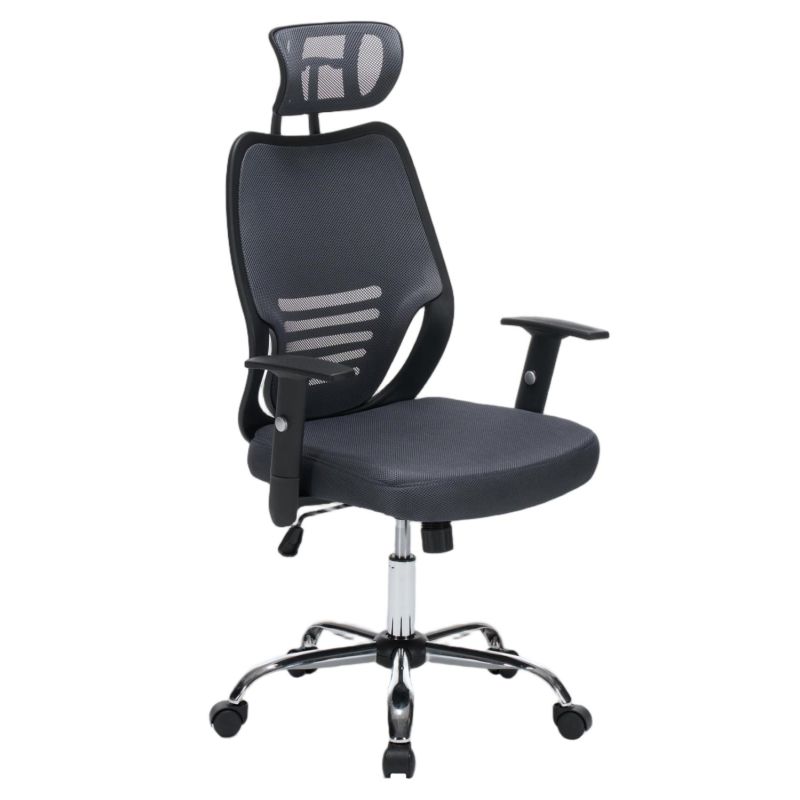 Офис стол HM1206.02 сив мрежестен плат - хромирана основа 63X64X122ВСМ