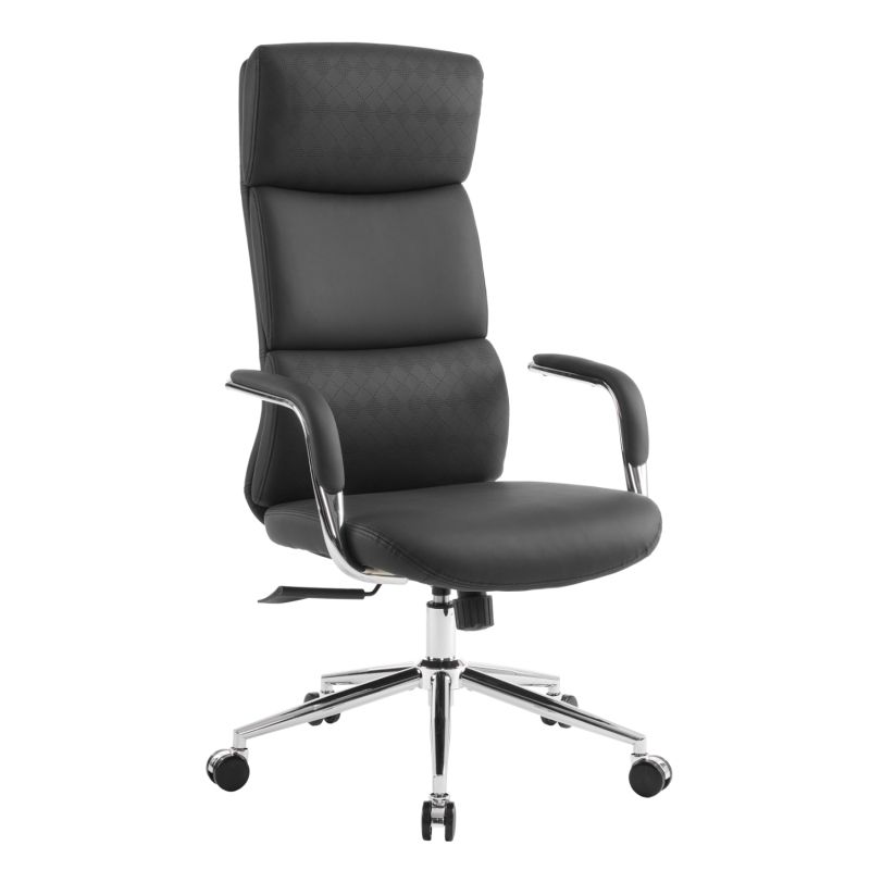 Офис стол Meite HM18353.01 черна изкуствена кожа - хромирана основа 66