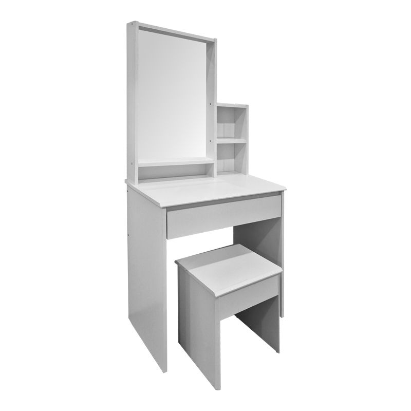 Тоалетка Larnia с огледало и табуретка бяла 65x40x142см