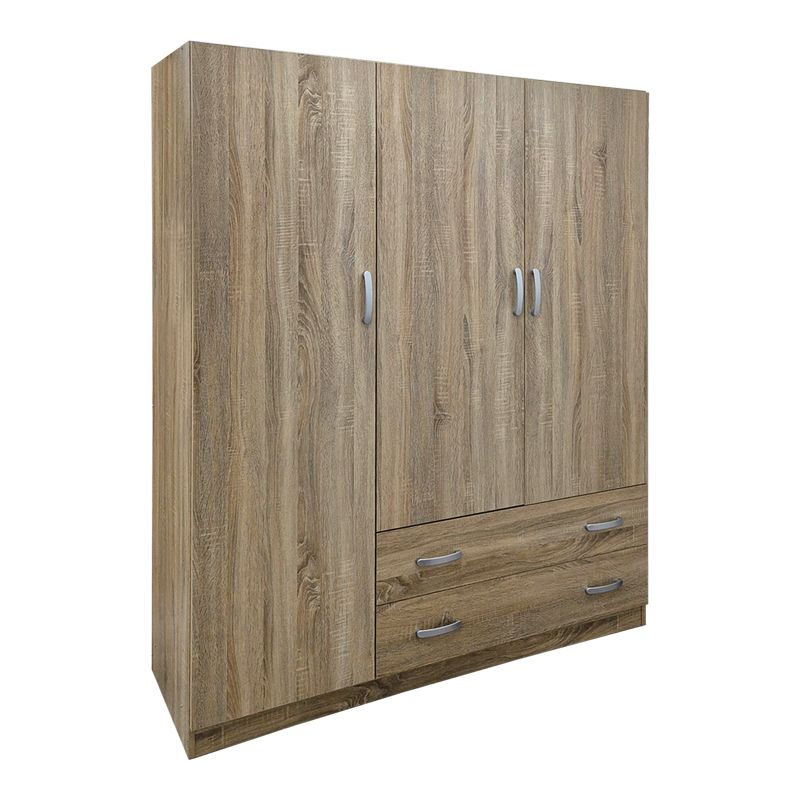 Трикрилен гардероб с 2 чекмеджета Alvia sonoma 150x51x180см