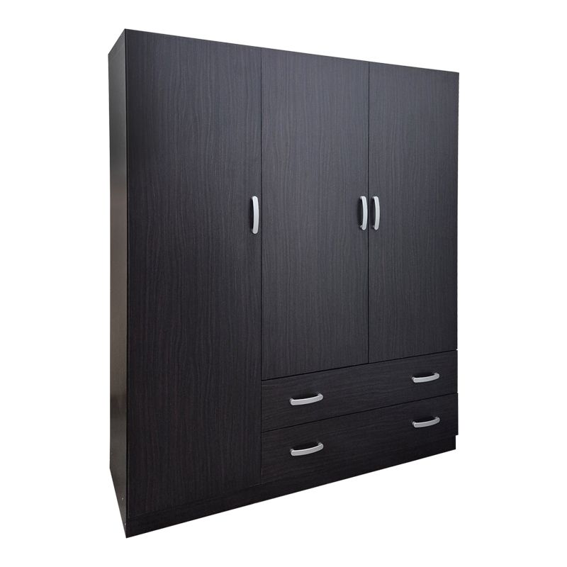 Трикрилен гардероб с 2 чекмеджета Алвия венге 150x51x180 см