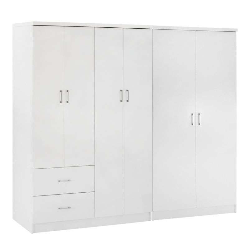 Шесткрилен гардероб Blakely HM21235.05 меламин в бял цвят 201X43X181HС