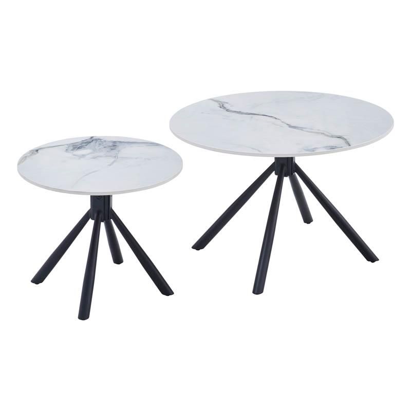 Комплект от 2 холни маси Avrian бял - черен цвят 70X45+50X41СМ