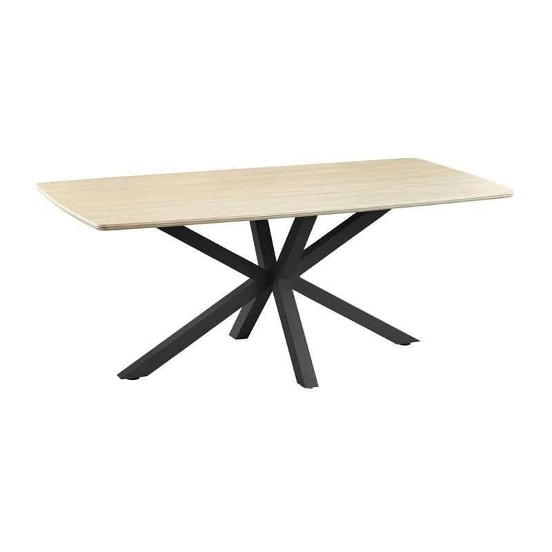Маса FL2529 с керамична повърхност с метални крака бяло-черно 121X60X4