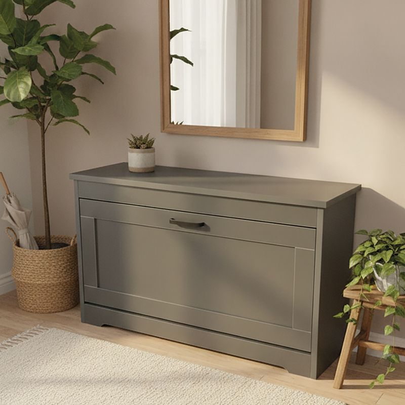 Шкаф за обувки, Mdf, сив цвят
