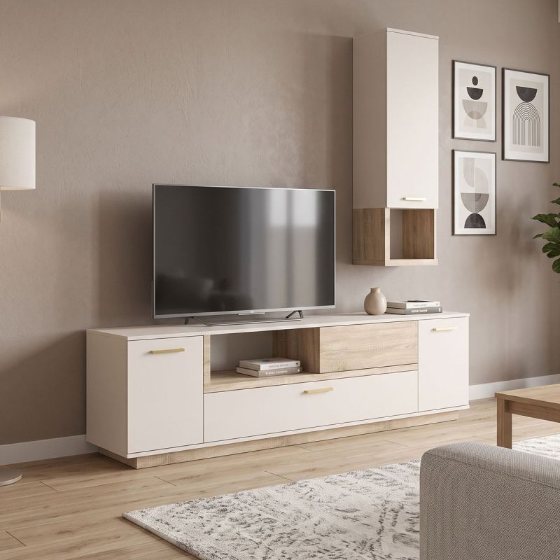Комплект за дневна Norda крем с цвят дъб 187x40x58.4см