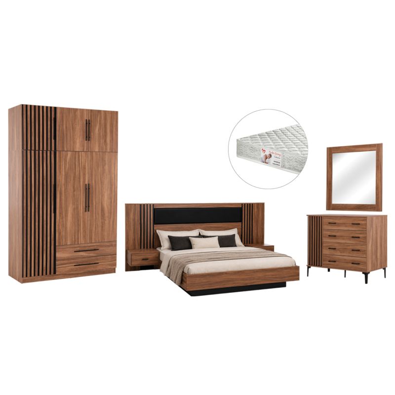 Комплект мебели за спалня от меламинов 6 части Harry HM11213 с матрак 
