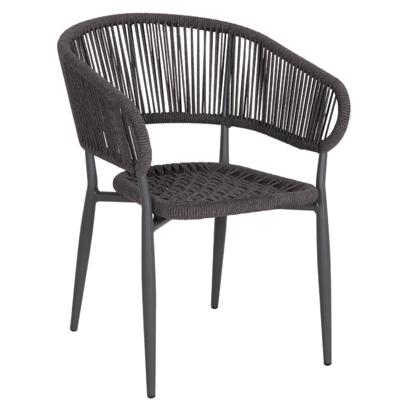 Трапезарен стол Eulo HM5783.21 алуминиев и извит ратан в сиво 57X63X77