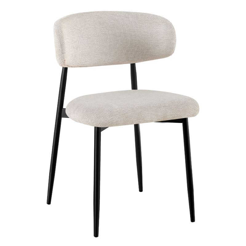 Трапезен стол Kimo HM18459.02 бежов плат - метални крака в черно 47X48