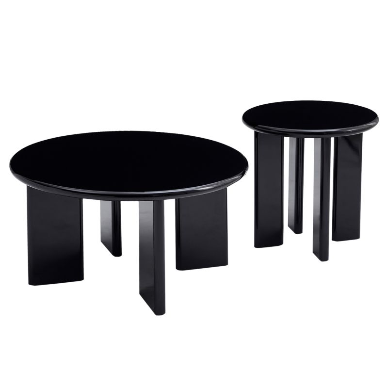 Комплект 2 холни маси Flix HM18452.02 Mdf в черен гланц φ80 и φ50см.