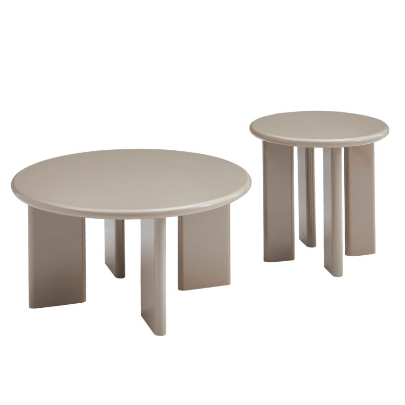 Комплект 2 холни маси Flix HM18452.05 Mdf в гланцов сиво-беж φ80 и φ50