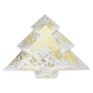  WHITE GOLD MDF CHRISTMAS TREE TRAY 30Χ27Χ3CM