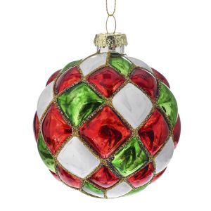  MULTICOLOUR GLASS BALL ORNAMENT 8CM SET 6