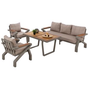 Градински комплект от 4 части алуминий в сиво .01. HM5885