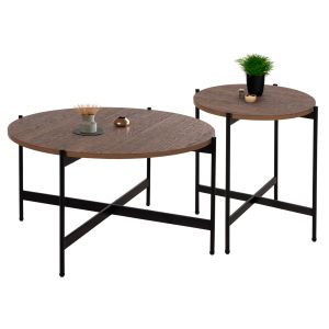 ХОЛНИ МАСИ 2БР. КОМПЛЕКТ RONDA HM21089.03 MDF В ЦВЯТ ОРЕХ Φ80cm &amp; Φ50cm