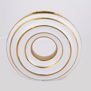 ВАЗА, КЕРАМИКА, БЯЛО И ЗЛАТНО, 21,2x7,5x20 см