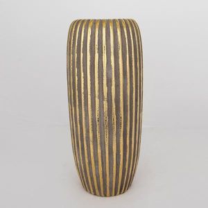 ВАЗА, КЕРАМИКА, КАФЯВО И ЗЛАТНО, 17,5x17,5x39,5 см