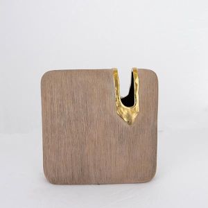 ВАЗА, КЕРАМИКА, КАФЯВО И ЗЛАТНО, 25,5X9X25,5 см