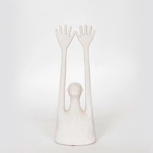 ДЕКОРАТИВНА СКУЛПТУРА, СМОЛА, СИВА, 11x7,5x31,5 см