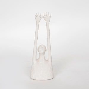 ДЕКОРАТИВНА СКУЛПТУРА, СМОЛА, СИВА, 8,5x6x24см