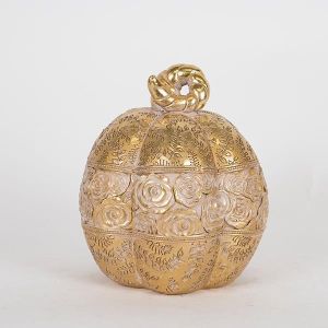ДЕКОРАТИВНА ТИКВА, ЗЛАТИСТ И СИВ, 15.5x15x17cm