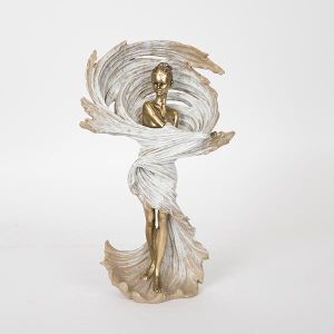 ДЕКОРАТИВНА ФИГУРА, БАЛЕРИНА, БЕЖОВО-СВЕТЛО СИНЯ, 17x9x27.5cm