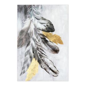 КАРТИНА ПЕРА СИВО-ЗЛАТИСТО-БЯЛО 60X3X90CM
