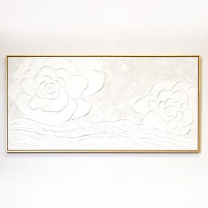 КАРТИНА НА ПЛАТНО, ЦВЕТЯ, БЯЛО, 120x60x3,5 см