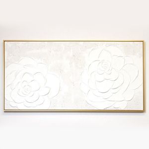 КАРТИНА НА ПЛАТНО, ЦВЕТЯ, БЯЛО, 120x60x3,5 см