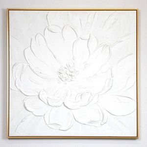 КАРТИНА НА ПЛАТНО, ЦВЕТЯ, БЯЛО, 80x80x3,5cmcm