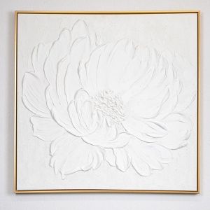 КАРТИНА НА ПЛАТНО, ЦВЕТЯ, БЯЛО, 80x80x3,5cmcm
