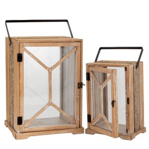 КОМПЛЕКТ 2 БЕЛИ ДЪРВЕНИ ФЕНЕРИ С ЧЕРНА ДРЪЖКА 30,5X22X52,5 21,5X16X40CM
