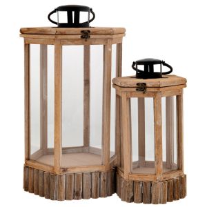 КОМПЛЕКТ 2 СВЕТЛОКАФЯВИ ШЕСТОКЪГЪЛНИ ФЕНЕРИ 33X28,5X56 22,5X19,5X40CM