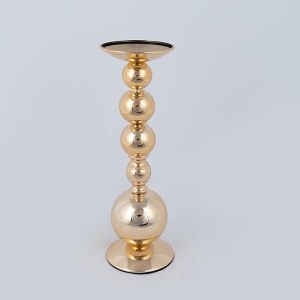 СВЕЩНИК, МЕТАЛЕН, ЗЛАТЕН, 10x38см