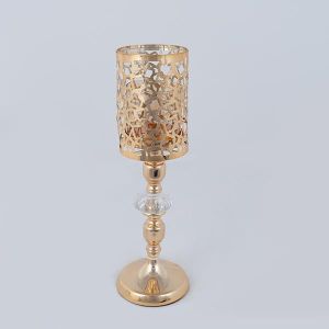 СВЕЩНИК, МЕТАЛЕН, ЗЛАТЕН, 10х35,5см