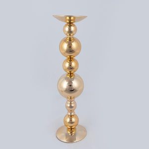 СВЕЩНИК, МЕТАЛЕН, ЗЛАТЕН, 10х46см
