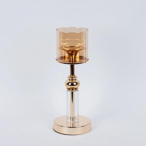 СВЕЩНИК, МЕТАЛЕН, ЗЛАТЕН, 12x37см