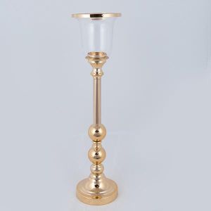 СВЕЩНИК, МЕТАЛЕН, ЗЛАТЕН, 15x59см