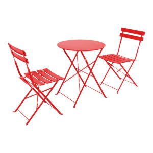 Bistro 3 бр метална сгъваема трапезна маса в червен нюанс D60x71cm