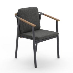 АЛУМИНИЕВ ТРАПЕЗЕН СТОЛ SENTI ТЪМНО СИВА ДАМАСКА OLEFIN 57x59x78Hcм HM6204.01